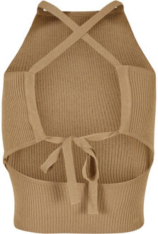 urban classics Dames ribgebreide top met kruisrug Beige - XXL