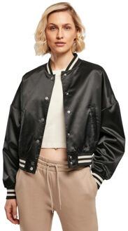 urban classics Dames satijnen oversized varsity jacket Zwart - L