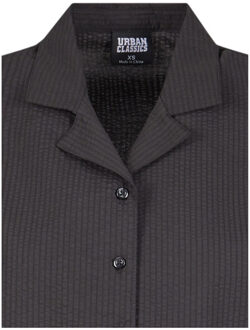 urban classics Dames seersucker overhemd - maat XXL Zwart
