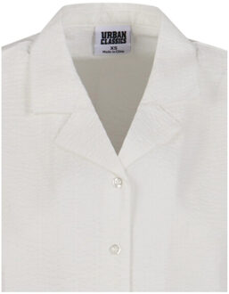 urban classics Dames seersucker overhemd Wit - XXL