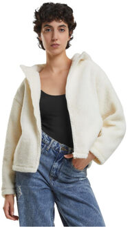 urban classics Dames sherpa fleecejas met capuchon Beige - 4XL