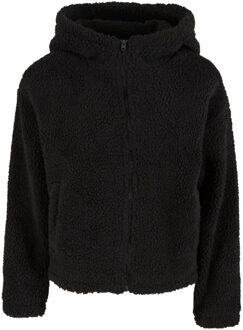 urban classics Dames sherpa fleecejas met capuchon - maat L Zwart