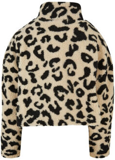 urban classics Dames sherpa kort sweatshirt met luipaardprint - maat 4XL Beige