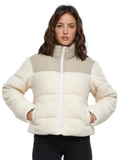 urban classics Dames sherpa korte gewatteerde jas Beige - L