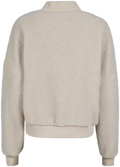 urban classics Dames sherpa sweater met staande kraag Beige - L
