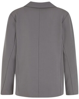 urban classics Dames single-breasted lange blazer - maat M Grijs