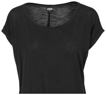 urban classics Dames slub hoog laag hem t-shirt - maat S Zwart