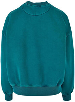 urban classics Dames stone wash crew hals oversized sweatshirt Groen - XS