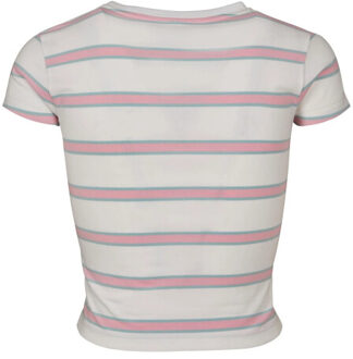 urban classics Dames streep crop t-shirt - maat S Wit