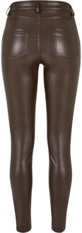 urban classics Dames synthetisch leren broek mid rise Bruin - 28
