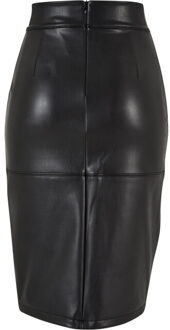 urban classics Dames synthetisch leren kokerrok Zwart