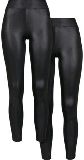 urban classics Dames synthetisch leren legging (set van 2) Zwart - XS