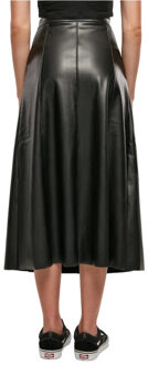 urban classics Dames synthetisch leren midi rok Zwart