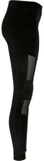 urban classics Dames tech velvet mesh legging Zwart - S
