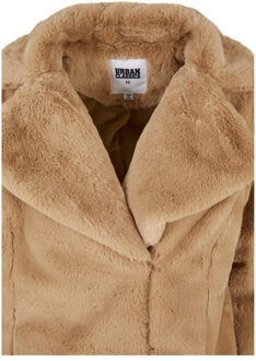 urban classics Dames teddy fleece jas met kapkraag Beige - S