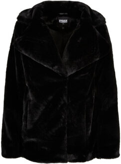 urban classics Dames teddy fleece jas met kapkraag Zwart - S
