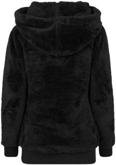 urban classics Dames teddy fleece long hoodie - maat L Zwart