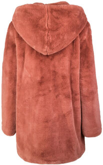urban classics Dames teddy fleece mantel met capuchon Klaproos - XXXL