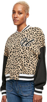 urban classics Dames track all-over print oversized varsity jacket Beige - XL
