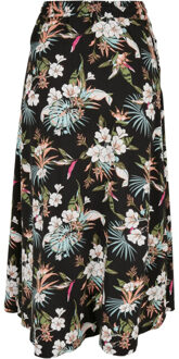 urban classics Dames tropical viscose midi rok Zwart - XS