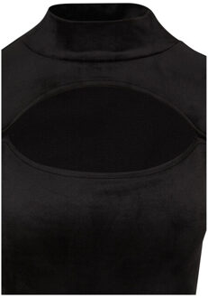 urban classics Dames uitgesneden fluwelen schildpadhals bodysuit - maat S Zwart