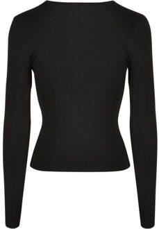 urban classics Dames uitgesneden kruishals top met lange mouwen Zwart - XXL