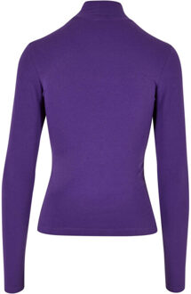 urban classics Dames uitgesneden schildpadhals top met lange mouwen - maat 4XL Paars