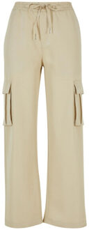 urban classics Dames viscose rechte pijp cargo broek Taupe - XS