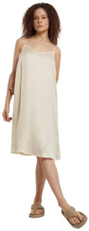 urban classics Dames viscose satijn jurk Beige - XS