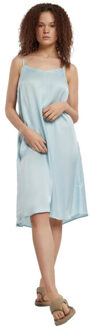urban classics Dames viscose satijn jurk - maat XXL Blauw