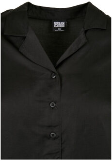 urban classics Dames viscose satijn resort overhemd Zwart - XXXL