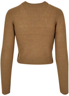 urban classics Dames wafel korte trui - maat XL Beige