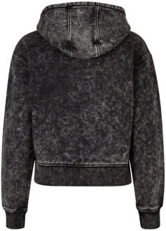 urban classics Dames washed towelling short oversized full zip hoodie Zwart - XXL