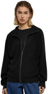urban classics Gebreid vest met rits voor dames Zwart - XXXL