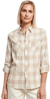 urban classics Geruit flanellen overhemd met omgeslagen manchet dames Beige - XS
