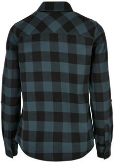 urban classics Geruit flanellen overhemd met omgeslagen manchet dames - maat S Blauw