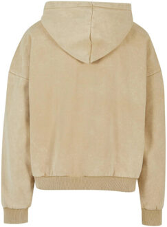 urban classics Heren 90's stone wash zwaargewicht full zip hoodie - maat XL Beige