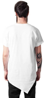 urban classics Heren asymmetrisch lang t-shirt Wit - S