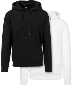 urban classics Heren basic hoodie (set van 2) - maat XS Zwart