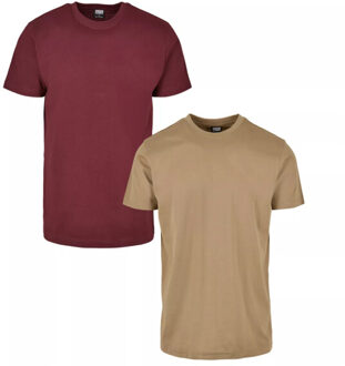 Urban Classics Heren basic t-shirt (set van 2) Taupe - L