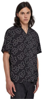 urban classics Heren bloemen overal print resort overhemd Zwart - M