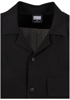 urban classics Heren camp viscose overhemd Zwart - S