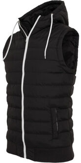 urban classics Heren contrast gewatteerd gilet met capuchon Zwart - S