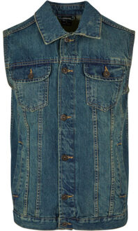 urban classics Heren denim gilet - maat XXXL Blauw