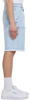 urban classics Heren denim kniebroek met open rand Blauw - 30