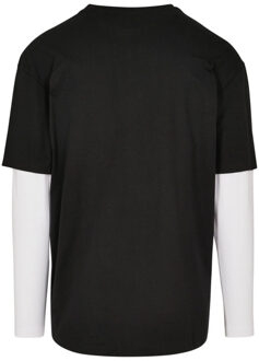 urban classics Heren dubbellaags oversized t-shirt met lange mouwen Zwart