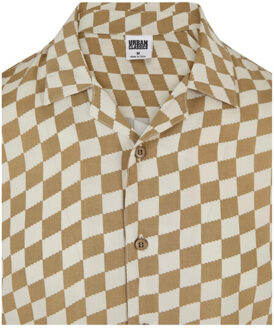 urban classics Heren geruit overhemd met all-over print - maat XL Groen