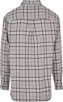 urban classics Heren geruit oversized shirt lang Grijs - 4XL