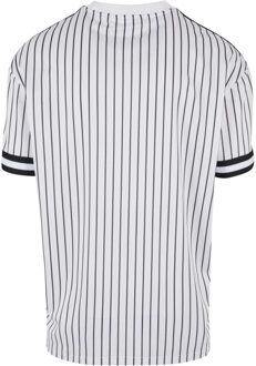 urban classics Heren gestreept mesh oversized t-shirt - maat S Wit