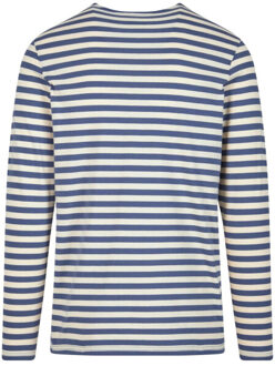 urban classics Heren gestreept normaal t-shirt met lange mouwen Blauw - S